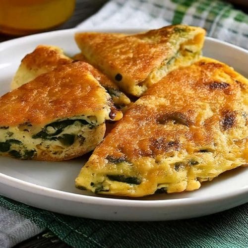 Spanish spinach tortilla is baked instead of frying
