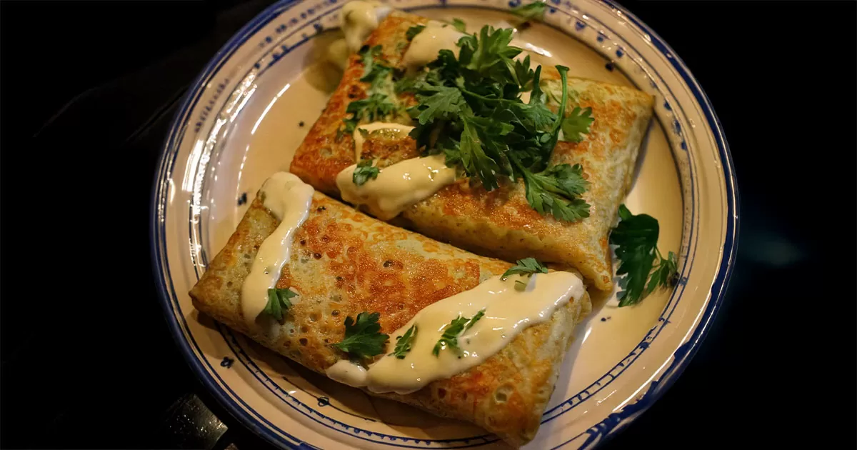 Two Hortobagyi Pancake (Hortobágyi Palacsinta) are perfect for breakfast