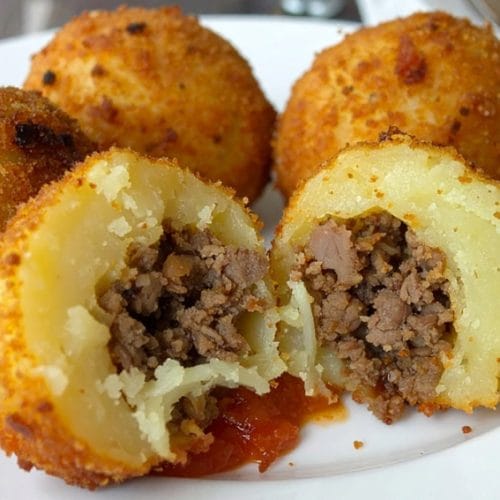 Stuffed potato balls are beloved snack and appetizer in Latin American.