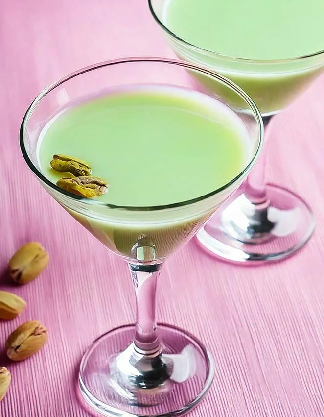 Easy pistachio martini with blue curacao