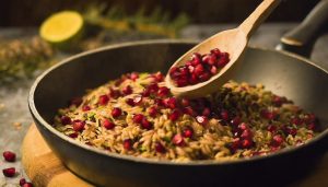 Wild rice with pomegranate seeds