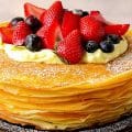 Vanilla mille crepe cake is one of the most famous Japanese desserts