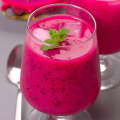 Simple dragon druit juice, garnished with mint leaves