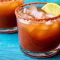 A tropical tamarind margarita with tamarind and lemon