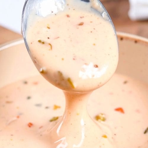 Original thousand island salad dressing with sweet pickled relish