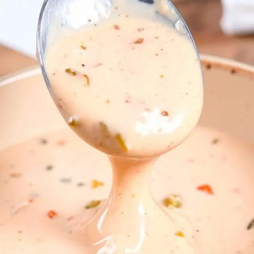 Original thousand island salad dressing with sweet pickled relish
