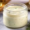 Yogurt dressing with dill, parsley, lime, and garlic