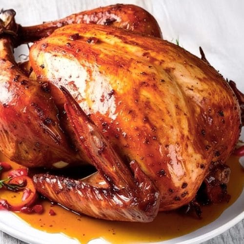 Simple turkey glazed with honey and chipotle