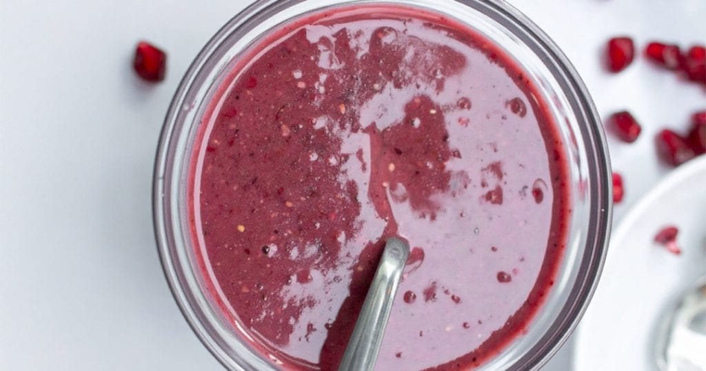 Deep reddish-purple Pomegranate salad dressing