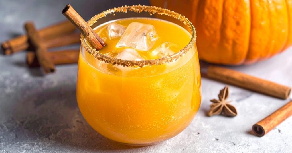 Pumpkin cocktail with tequila, pumpkin, and spices