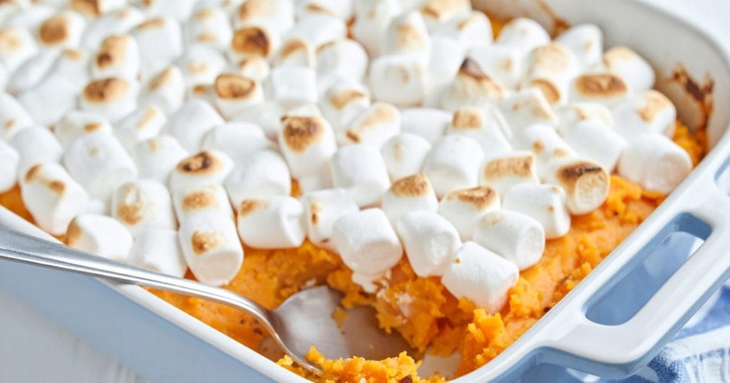Sweet potato casserole bake with marshmallows