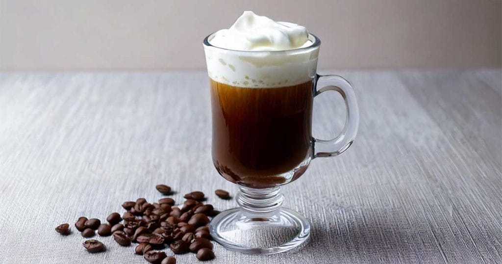 Coffee Irish cocktail is with coffee bean around