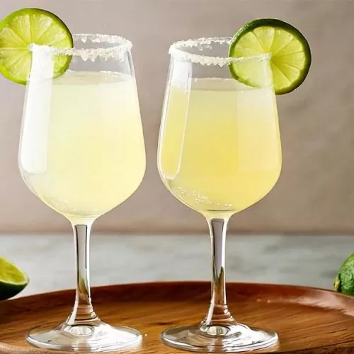 Two glasses of Champagne Margarita are perfect for Valentine