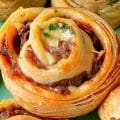 Corned Beef Pizza Swirls with corned beef, Swiss cheese