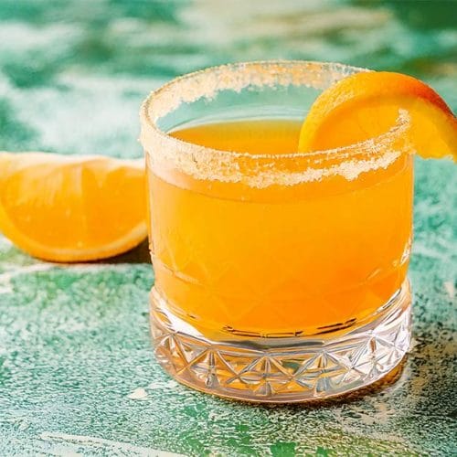Easy Amaretto Sidecar with orange peel