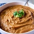Mexican refried beans cooked with pinto beans