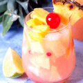 Glasses of Pina Colada mixed with Sangria