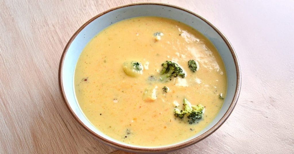 Creamy broccoli soup with cheddar cheese