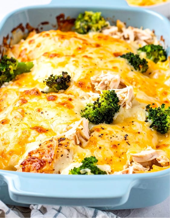 Easy Chicken Broccoli Casserole recipe with cheddar cheese