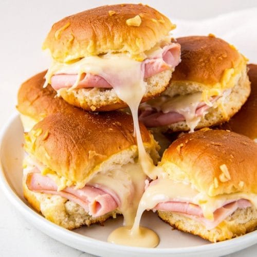 Simple and easy Turkey Sliders with meltingcheese stuffed in Hawaiian rolls