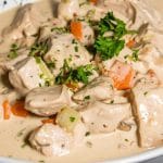 Tender turkey pieces coated with a velvety, savory sauce with vegetables