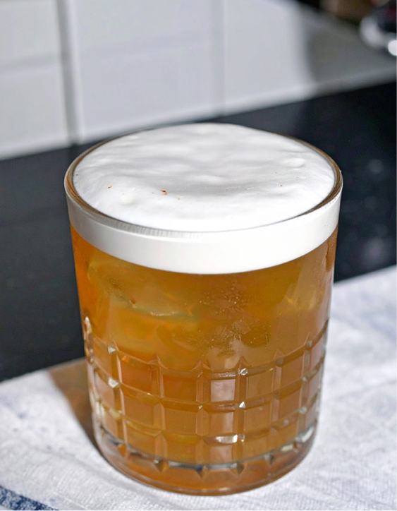 Easy toffee apple sour cocktail with egg white